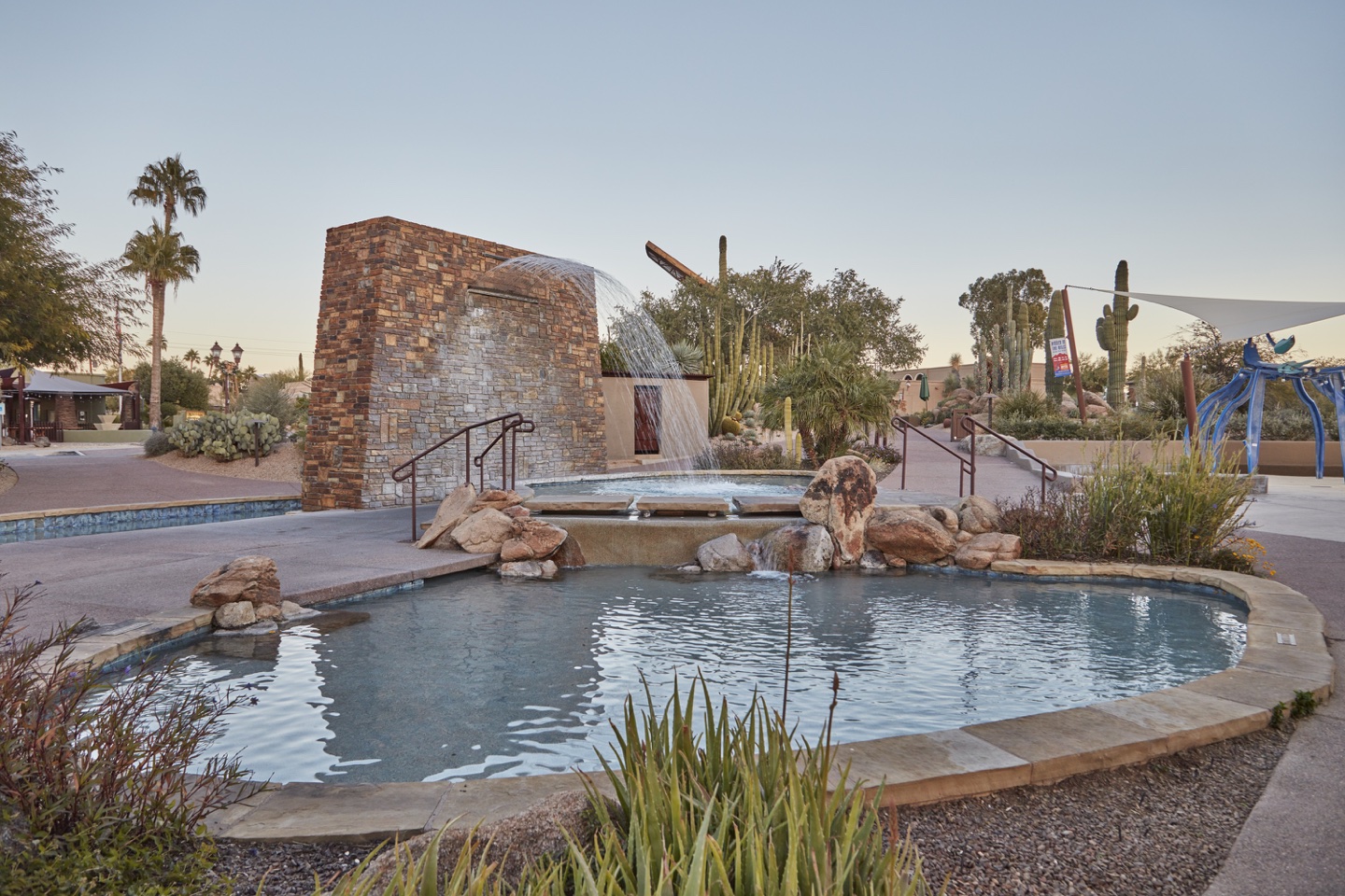 Pool and fountain in the Carefree Desert Gardens, Carefree, Arizona