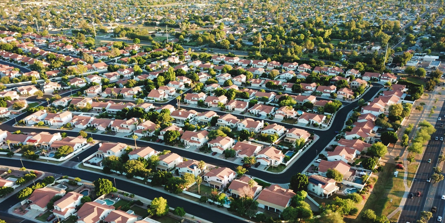Aerial view of neighborhoods in Glendale, Arizona