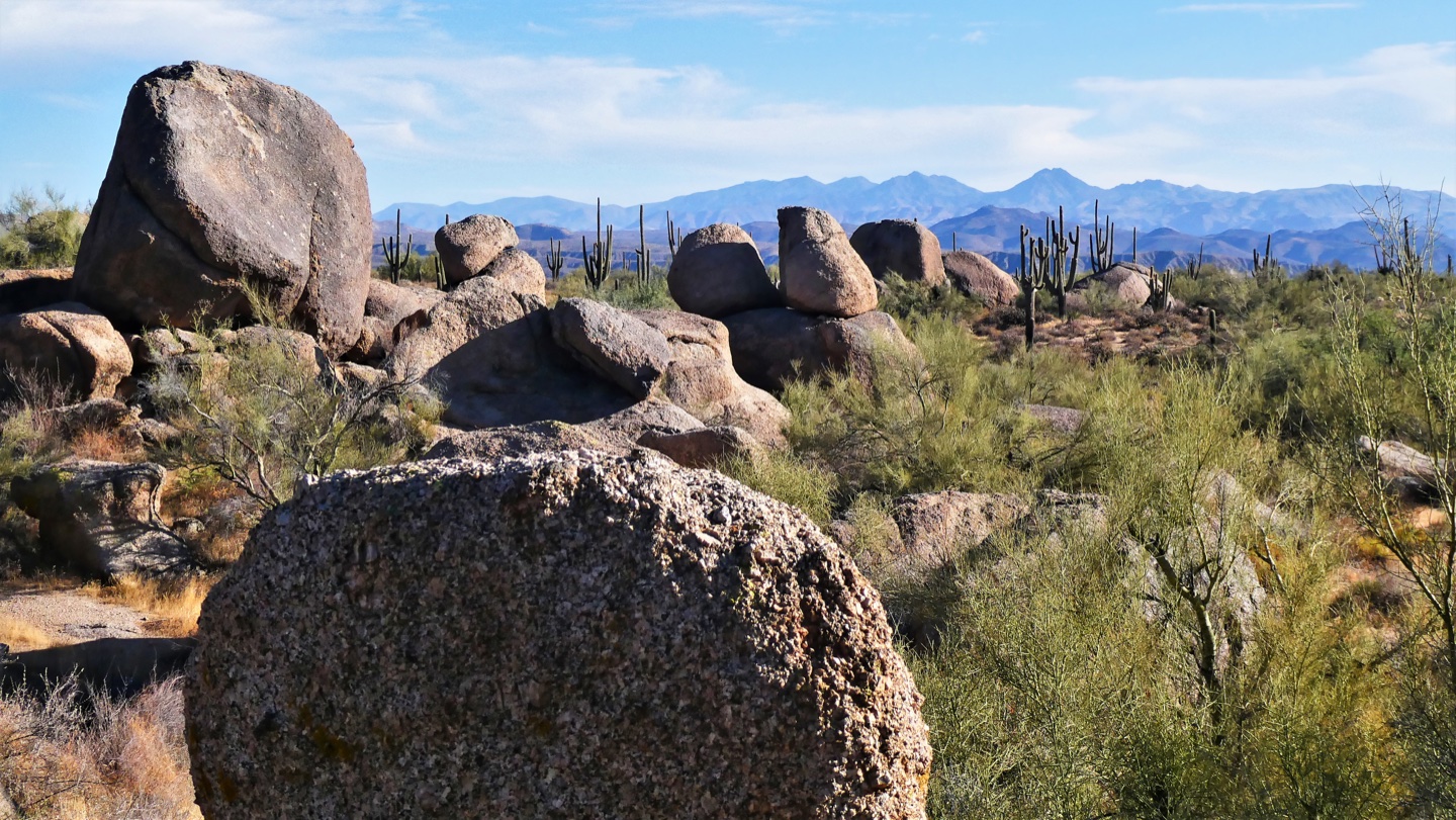 Desert landscape near Granite Mountain in the McDowell Sonoran Preserve