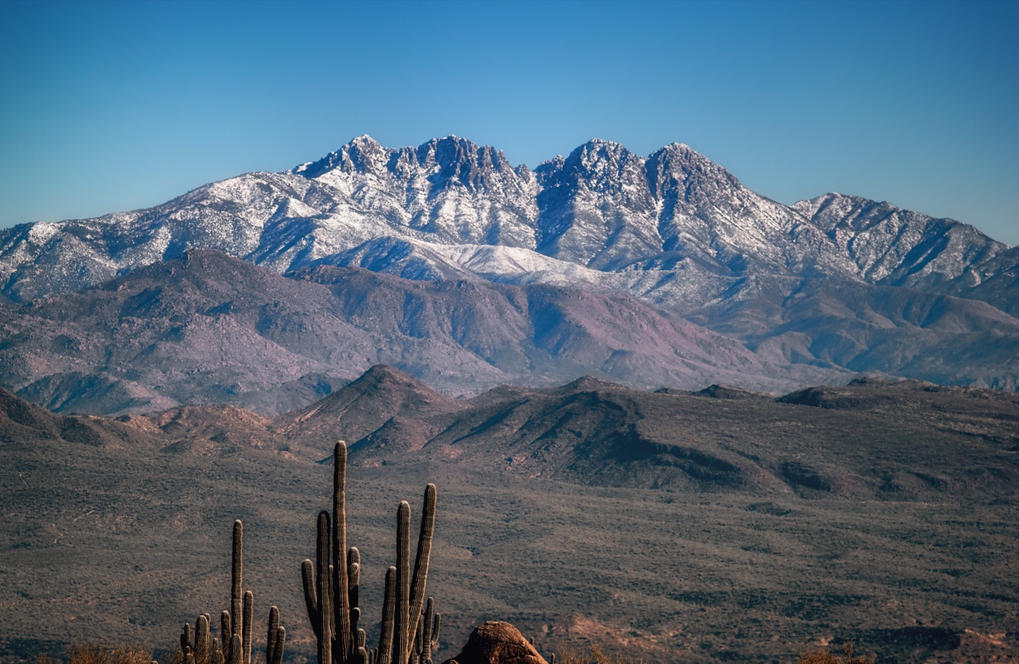 Four Peaks with a dusting of snow, viewed from the McDowell Sonoran Preserve